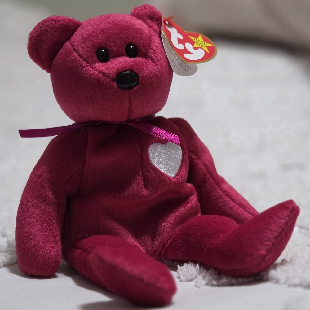 ❤️TY Valentino Beanie Baby With ++ Errors Love Bear Soft Cuddly Plush